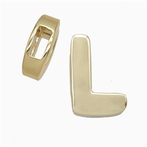 Copper Letter-L Beads Flat Hole Gold Plated, approx 14-17mm, 4-8mm hole [FD27079]