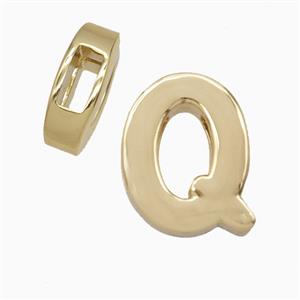 Copper Letter-Q Beads Flat Hole Gold Plated, approx 14-17mm, 4-8mm hole [FD27084]