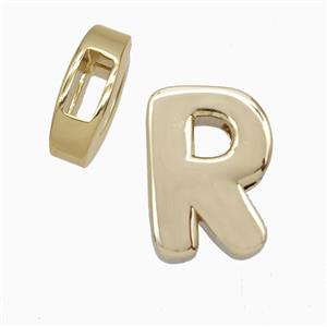 Copper Letter-R Beads Flat Hole Gold Plated, approx 14-17mm, 4-8mm hole [FD27085]