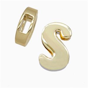 Copper Letter-S Beads Flat Hole Gold Plated, approx 14-17mm, 4-8mm hole [FD27086]