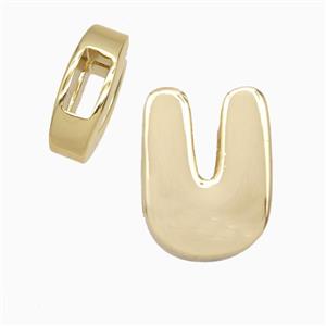 Copper Letter-U Beads Flat Hole Gold Plated, approx 14-17mm, 4-8mm hole [FD27088]
