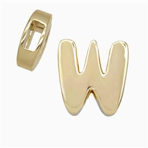 Copper Letter-W Beads Flat Hole Gold Plated, approx 14-17mm, 4-8mm hole [FD27090]