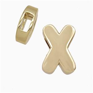 Copper Letter-X Beads Flat Hole Gold Plated, approx 14-17mm, 4-8mm hole [FD27091]