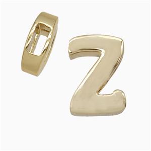 Copper Letter-Z Beads Flat Hole Gold Plated, approx 14-17mm, 4-8mm hole [FD27093]