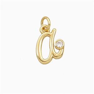 Copper Letter-a Pendant Pave Zirconia Gold Plated, approx 4-10mm [FD27095]