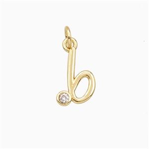 Copper Letter-b Pendant Pave Zirconia Gold Plated, approx 4-10mm [FD27096]
