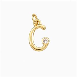 Copper Letter-c Pendant Pave Zirconia Gold Plated, approx 4-10mm [FD27097]