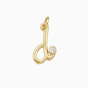 Copper Letter-d Pendant Pave Zirconia Gold Plated, approx 4-10mm [FD27098]