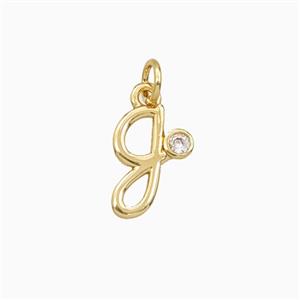 Copper Letter-g Pendant Pave Zirconia Gold Plated, approx 4-10mm [FD27101]