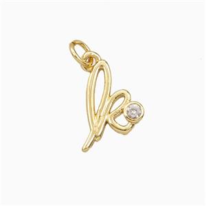 Copper Letter-k Pendant Pave Zirconia Gold Plated, approx 4-10mm [FD27105]