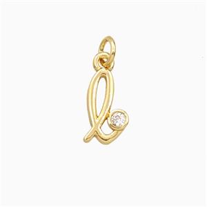 Copper Letter-l Pendant Pave Zirconia Gold Plated, approx 4-10mm [FD27106]
