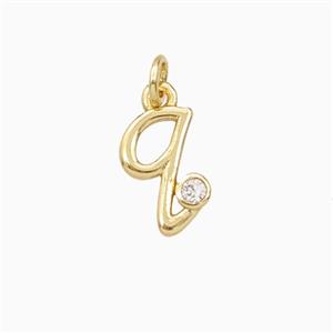 Copper Letter-q Pendant Pave Zirconia Gold Plated, approx 4-10mm [FD27111]