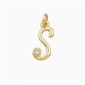 Copper Letter-s Pendant Pave Zirconia Gold Plated, approx 4-10mm [FD27113]