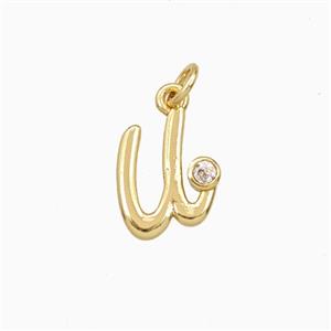 Copper Letter-u Pendant Pave Zirconia Gold Plated, approx 4-10mm [FD27115]