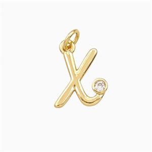 Copper Letter-x Pendant Pave Zirconia Gold Plated, approx 4-10mm [FD27118]