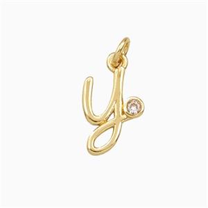 Copper Letter-y Pendant Pave Zirconia Gold Plated, approx 4-10mm [FD27119]