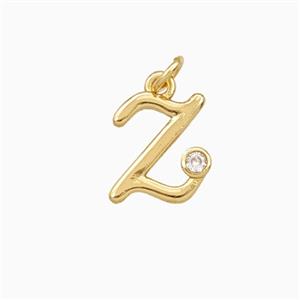 Copper Letter-z Pendant Pave Zirconia Gold Plated, approx 4-10mm [FD27120]