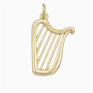 Irish Harp Charms Copper Pendant Musical Gold Plated, approx 15-20mm [FD27122]