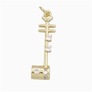 Erhu Charms Copper Musical Pendant Pave Zirconia Gold Plated, approx 7-25mm [FD27137]