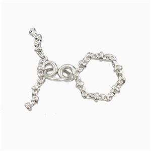 Copper Toggle Clasp Platinum Plated, approx 15mm, 9mm dia [FD27141]