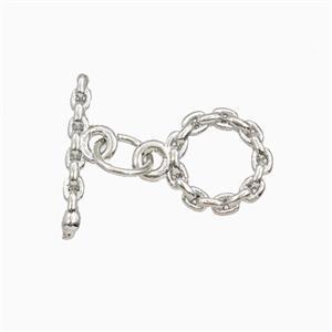 Copper Toggle Clasp Platinum Plated, approx 15mm, 9mm dia [FD27143]