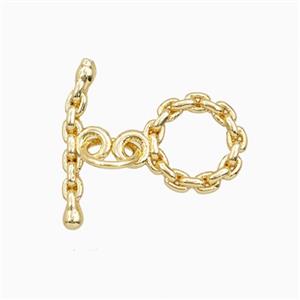 Copper Toggle Clasp Gold Plated, approx 15mm, 9mm dia [FD27144]