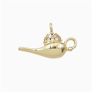 Genie Cup Lamp Charms Copper Pendant Pave Zirconia Gold Plated, approx 7-16mm [FD27152]