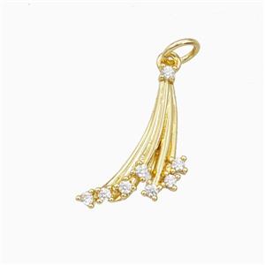 Shooting Stars Charms Copper Pendant Pave Zirconia Gold Plated, approx 13-16mm [FD27155]