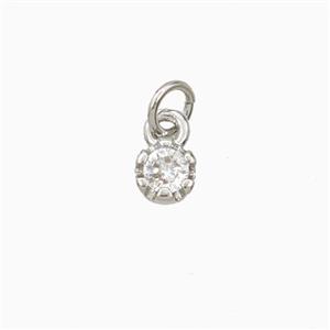 Copper Pendant Pave Zirconia Platinum Plated, approx 4mm [FD27162]