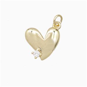 Copper Heart Pendant Pave Zirconia Gold Plated, approx 13-14mm [FD27168]