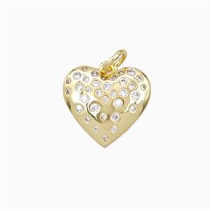 Copper Heart Pendant Pave Zirconia Gold Plated, approx 13mm [FD27170]