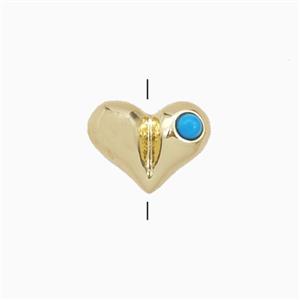 Copper Heart Beads Pave Turquoise Resin Gold Plated, approx 9-12mm [FD27173]