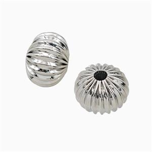 Copper Rondelle Beads Ribbed Platinum Plated, approx 10-14mm [FD27185]