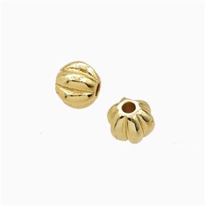 Copper Round Beads Ribbed Gold Plated, approx 7mm [FD27190]