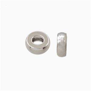 Copper Rondelle Beads Large Hole Smooth Platinum Plated, approx 3x8mm, 3mm hole [FD27191]