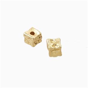 Copper Cube Beads Hammered Gold Plated, approx 5mm [FD27198]