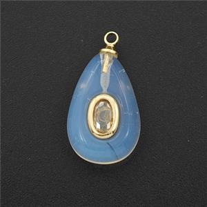White Opalite Teardrop Pendant Pave Zirconia, approx 10-16mm [FD27243]