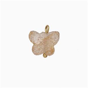 Pink Strawberry Quartz Butterfly Pendant, approx 8-10mm [FD27246]