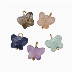 Natural Gemstone Butterfly Pendant Mixed, approx 8-10mm [FD27251]