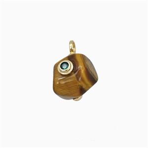 Tiger Eye Stone Pendant Pave Zirconia, approx 13mm [FD27252]