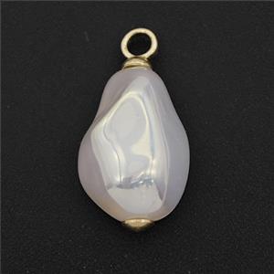 White Pearlized Plastic Pendant Freeform, approx 14-20mm [FD27253]
