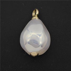 White Pearlized Plastic Pendant Freeform, approx 14-18mm [FD27254]