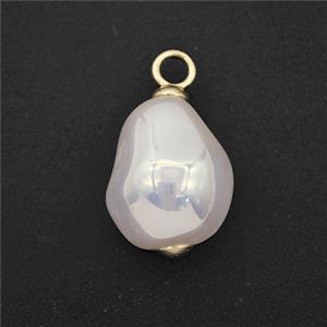 White Pearlized Plastic Pendant Freeform, approx 13-16mm [FD27255]