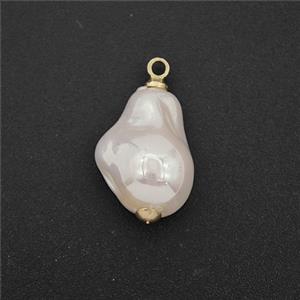White Pearlized Plastic Pendant Freeform, approx 11-15mm [FD27257]