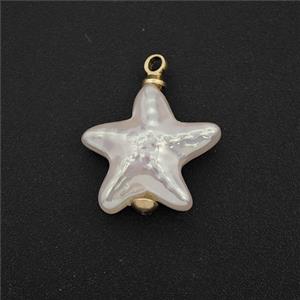 White Pearlized Plastic Pendant Starfish, approx 15mm [FD27258]