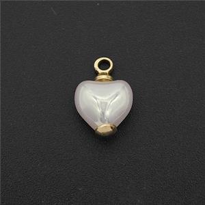 White Pearlized Plastic Pendant Heart, approx 8mm [FD27259]
