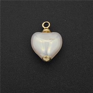 White Pearlized Plastic Pendant Heart, approx 10mm [FD27263]