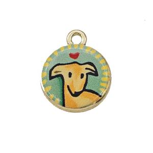 Alloy Coin Pendant Sheep Painted Gold Plated, approx 15mm [FD27274]