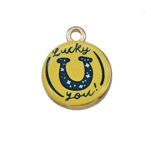 Alloy Coin Pendant LuckyUyou Painted Gold Plated, approx 15mm [FD27276]