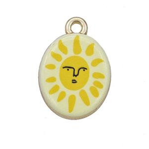 Alloy Oval Pendant Sun Painted Gold Plated, approx 14-17mm [FD27282]